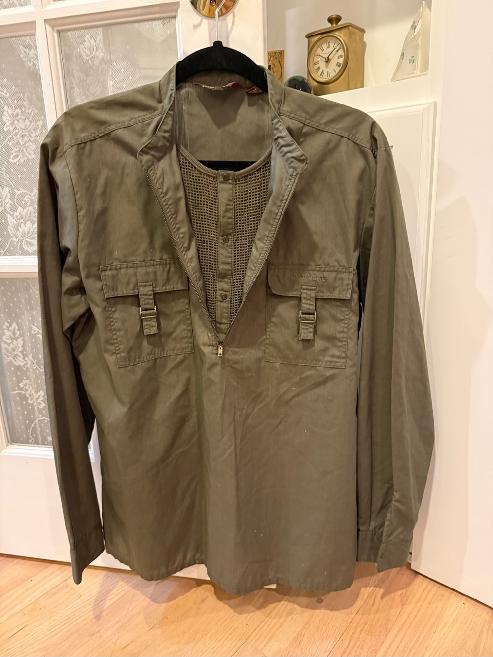 Vintage 80s Sergio Valente Men’s Utility Shirt – Olive Green – Size L